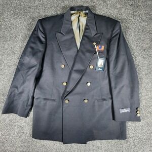 NWT‎ USA Soccer Embroidered Nino Cerruti Double Breasted Wool Blazer Navy 42S